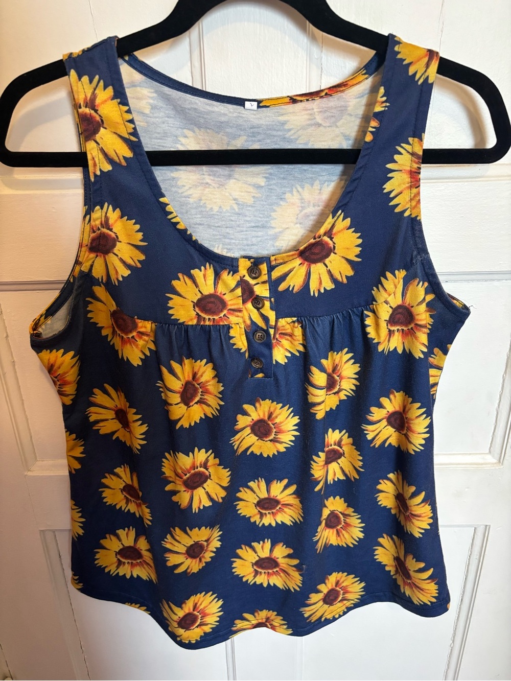 Yellow Sunflower Print size L Top - Women's Floral Sleeveless Top